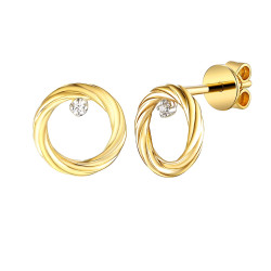 Kolczyki z diamentami 0,01 ct, złoto 585