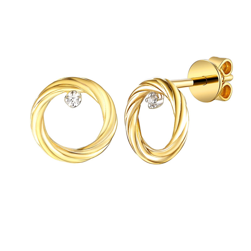 Kolczyki z diamentami 0,01 ct, złoto 585