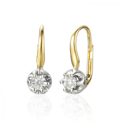Kolczyki FLOWER z diamentami 0,10 ct, złoto 585