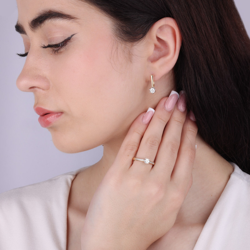 Kolczyki z diamentami 0,60 ct, zapięcie angielksie złoto 585