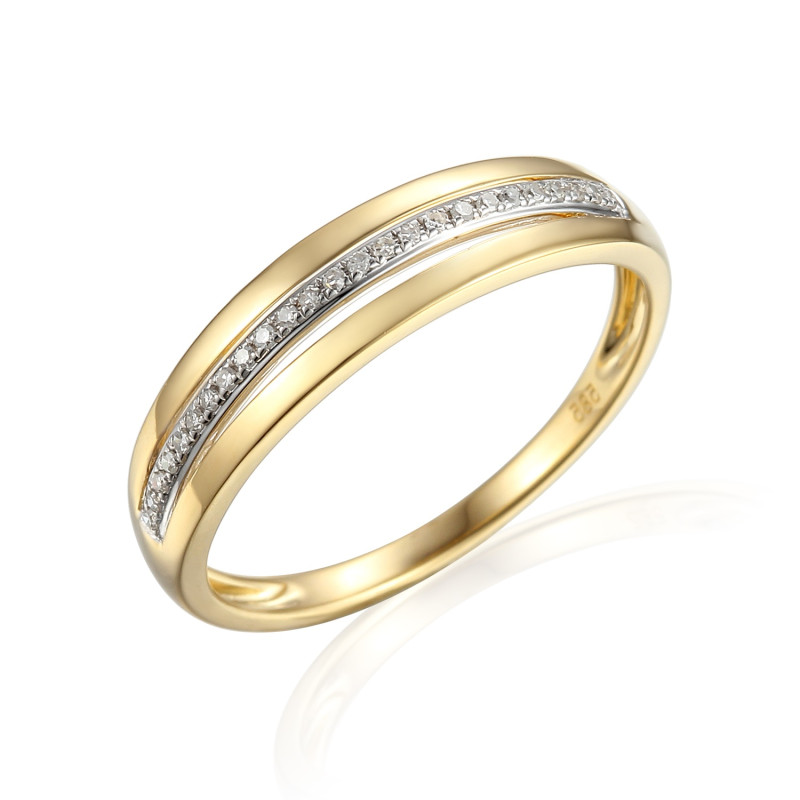 Pierścionek Line z diamentami 0,08 ct, złoto 585
