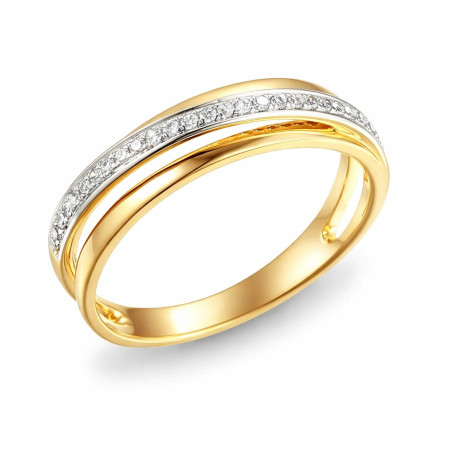 Pierścionek Line z diamentami 0,10 ct, złoto 585