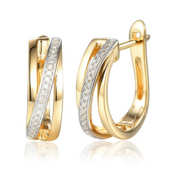 Kolczyki Line z diamentami 0,09 ct, złoto 585