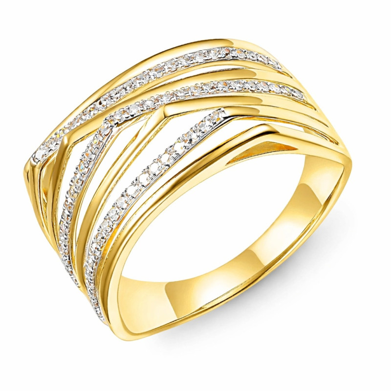 Pierścionek LINE z diamentami 0,24 ct, złoto 585