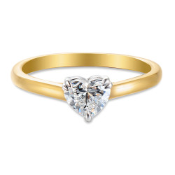 Pierścionek z diamentem laboratoryjnym 0,27 ct o szlifie serce, złoto 585