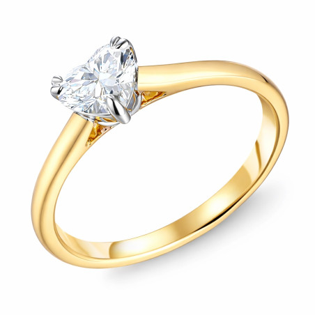 Pierścionek z diamentem laboratoryjnym 0,27 ct o szlifie serce, złoto 585