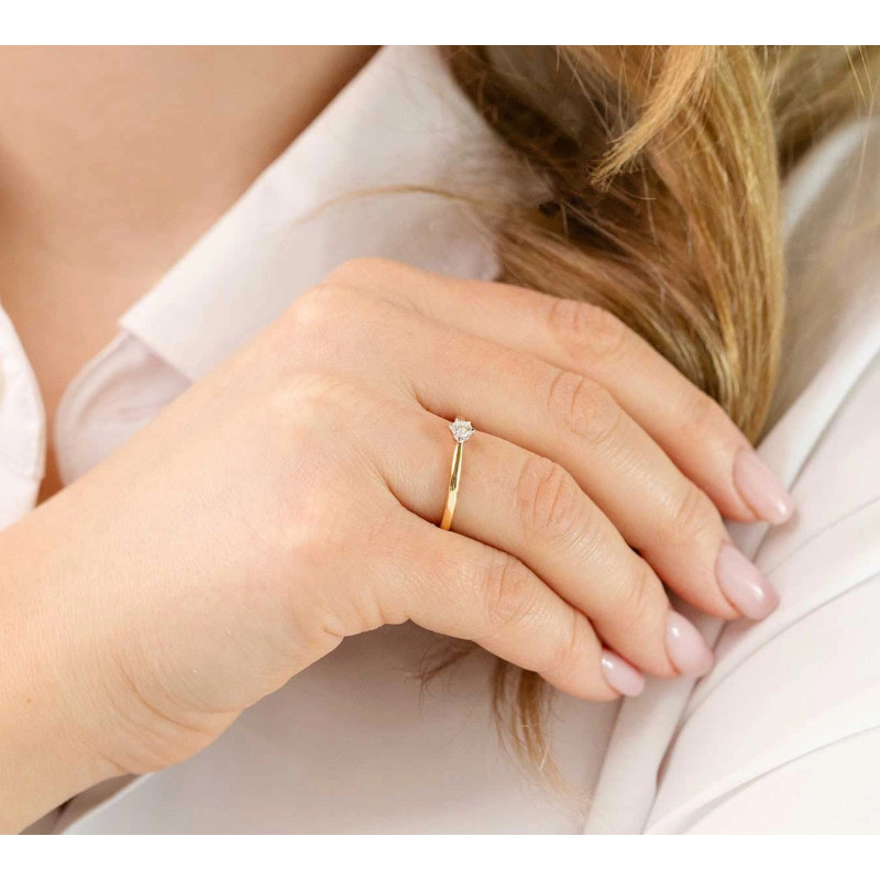 Pierścionek SOLITER z diamentem 0,10 ct, złoto 585