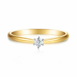 Pierścionek SOLITER z diamentem 0,10 ct, złoto 585