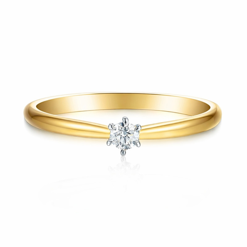 Pierścionek SOLITER z diamentem 0,10 ct, złoto 585