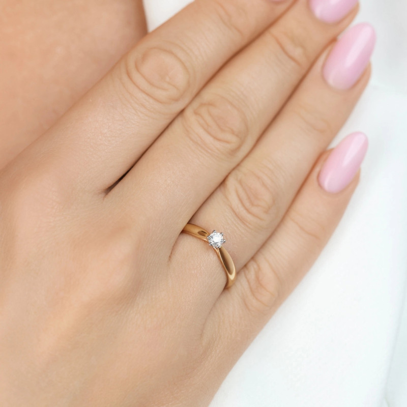 Pierścionek Soliter z diamentem laboratoryjnym 0,55 ct, złoto 585