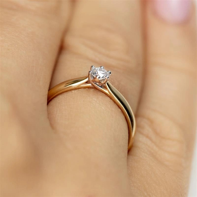 Pierścionek Soliter z diamentem laboratoryjnym 0,55 ct, złoto 585