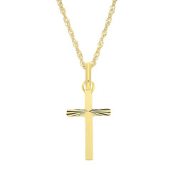 Zestaw komunijny złoty 333 krzyżyk + łańcuszek singapur 375 45 cm