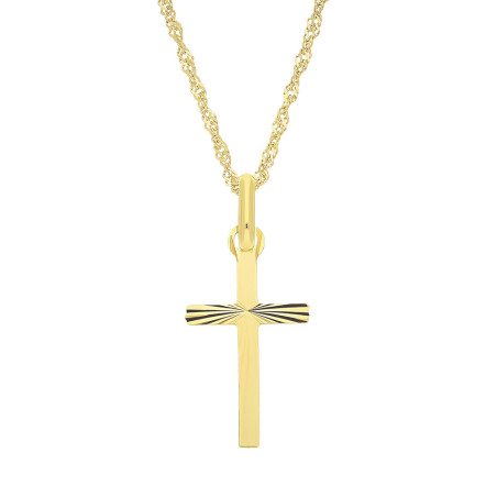 Zestaw komunijny złoty 333 krzyżyk + łańcuszek singapur 375 45 cm