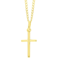 Zestaw komunijny złoty 333 krzyżyk gładki + łańcuszek pancer 375 45 cm