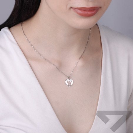 Serduszko z wyciętym aniołem, srebro próby 925