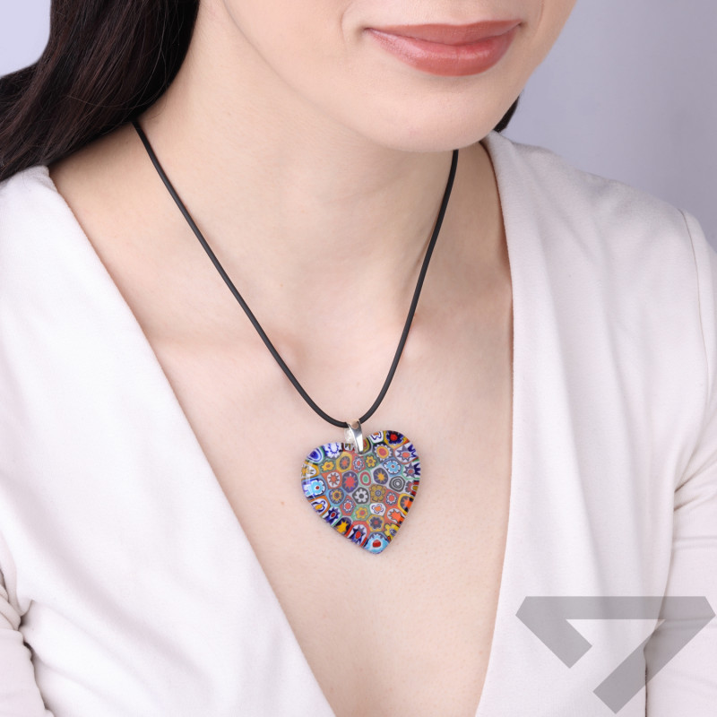 Wisiorek PONTE serce ze szkła Murano, koluszko ze srebra 925