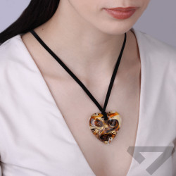 Naszyjnik OVER serce ze szkła Murano na czarnej aksamitce