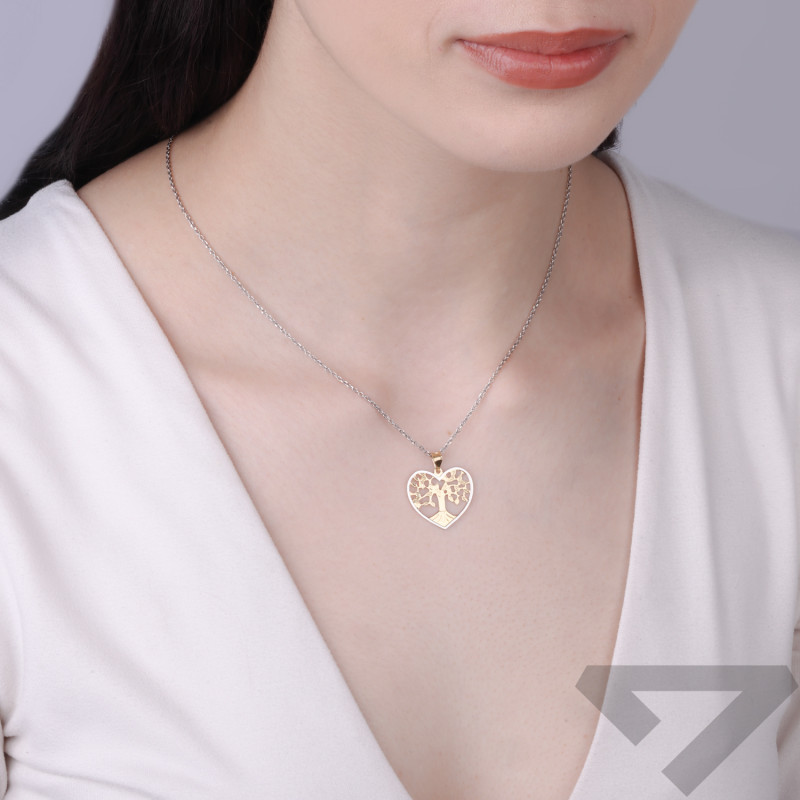 Wisiorek drzewo w sercu, złoto próby 585