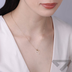 Serduszko ramka z cyrkoniami na jednym boku, złoto 375