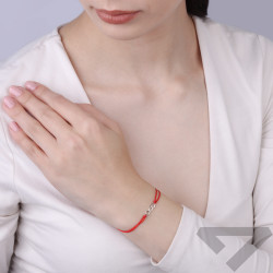 Bransoletka sznurkowa czerwona z sercem i infinity ze srebra 925