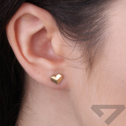 Kolczyki serca 3D geometryczna forma, złoto próby 375