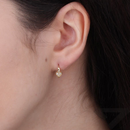 Kolczyki złote kółka z cyrkoniami i sercami, próba 585