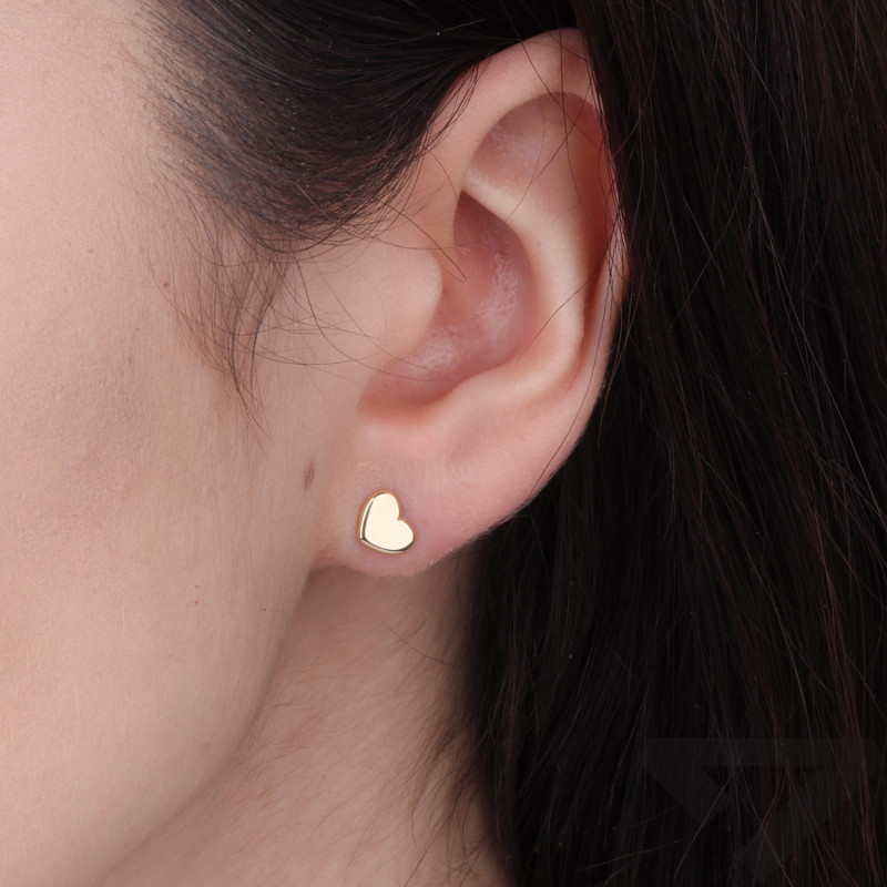 Kolczyki gładkie serce ze złota 375