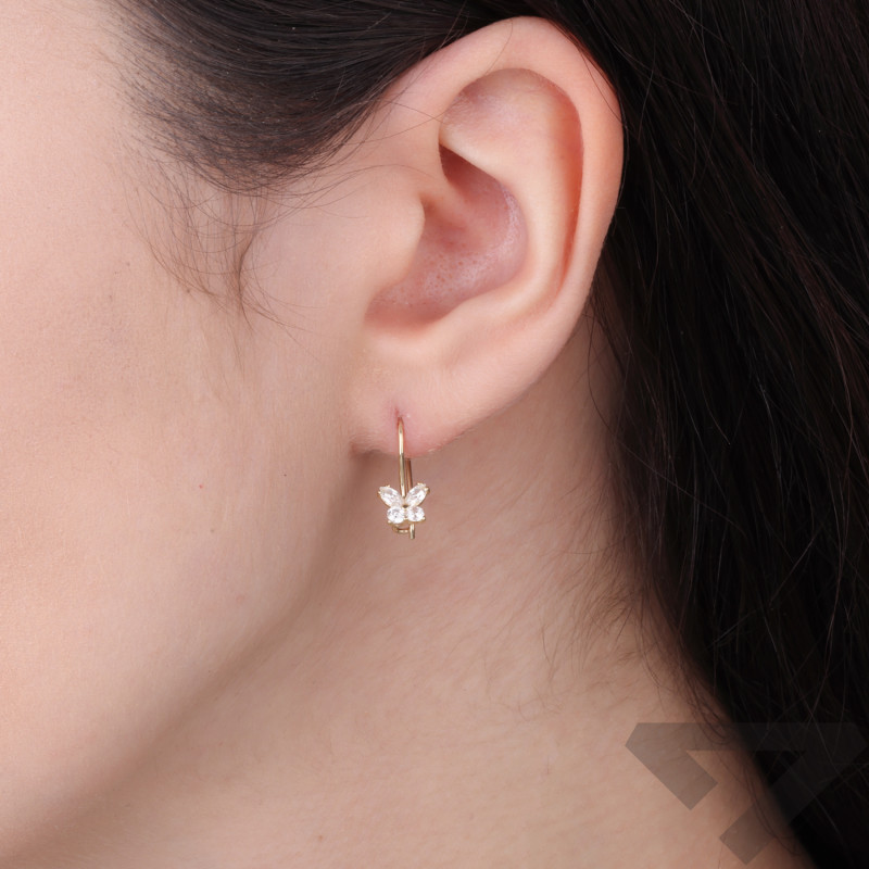 Kolczyki złote motylki z cyrkoniami próba 585