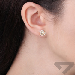 Kolczyki złote serce blask z cyrkoniami, złoto 585