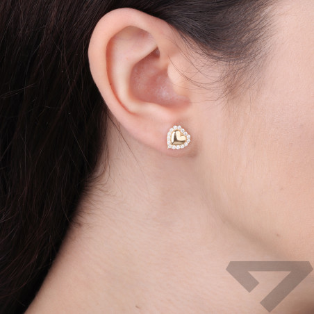 Kolczyki złote serce blask z cyrkoniami, złoto 585