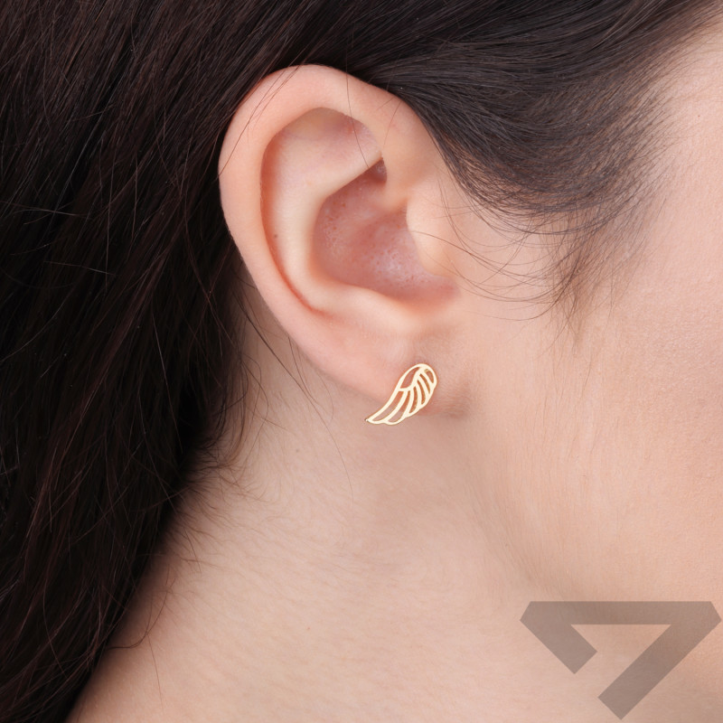 Kolczyki złote skrzydło ażurowe, próba 585