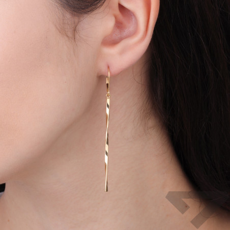 Kolczyki wiszące ze skręconą pałką, złoto próby 585