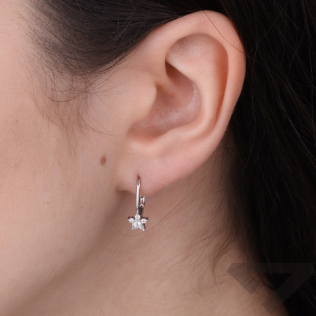 Kolczyki dla dziewczynki kwiatki z białymi cyrkoniami, srebro 925