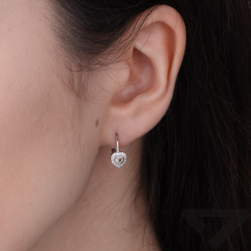 Kolczyki srebrne dla dziewczynki markiza serca, próba 925