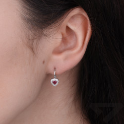 Kolczyki dla dziewczynki serce markiza z różową cyrkonią, srebro 925