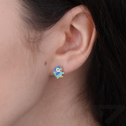 Kolczyki dla dziewczynki emaliowany pingwin, srebro 925