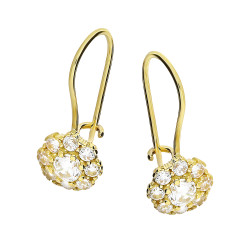 Kolczyki złote dla dziewczynki kwiatek z cyrkoniami próba 585