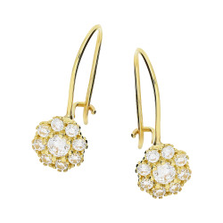 Kolczyki złote dla dziewczynki kwiatek z cyrkoniami próba 585