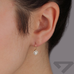 Kolczyki złote dla dziewczynki kwiatek z cyrkoniami próba 585