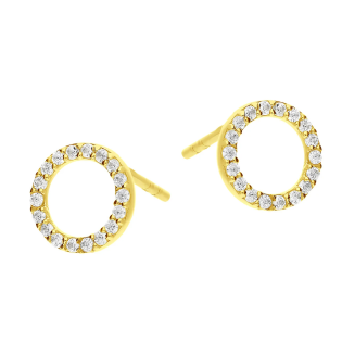 Złote kolczyki koła z cyrkoniami pr. 375 - JubilerSezam.pl