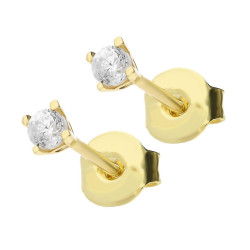 Kolczyki złote próba 375 z białą cyrkonią 2,5 mm