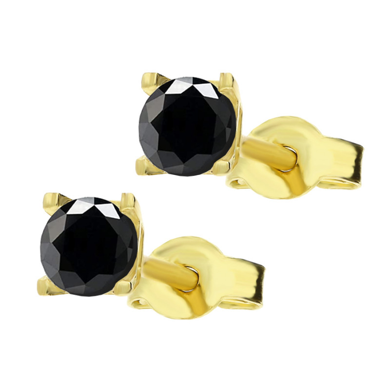 Kolczyki złote próba 375 z czarną cyrkonią 4 mm