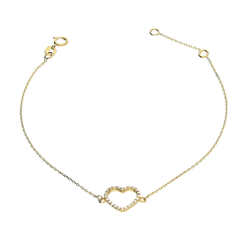 Bransoleta serce ramka cyrkonie ze złota 375