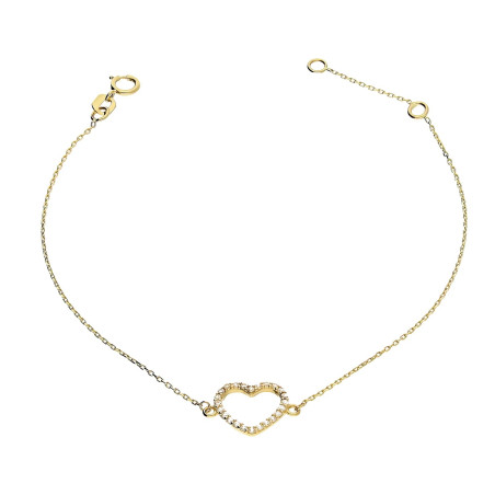 Bransoleta serce ramka cyrkonie ze złota 375