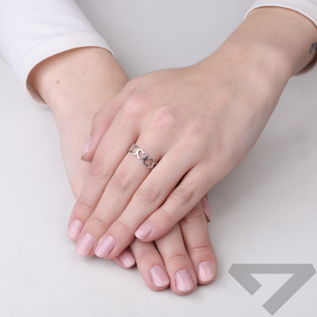 Pierścionek z sercami ramka, srebro 925