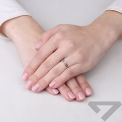 Pierścionek srebrny podwójna szyna gładka i z cyrkonią, próba 925