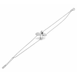 Bransoleta srebrna kwiat z czterema płatkami na łańcuszku