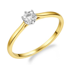 Pierścionek Soliter Magic z diamentem 0,06 ct, złoto 585