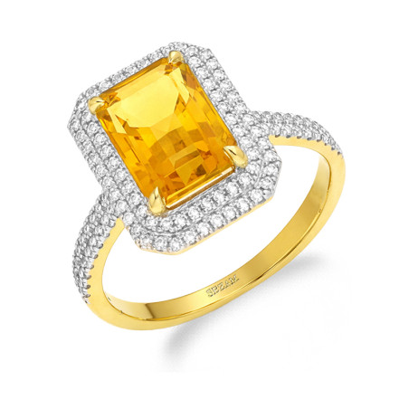 Pierścionek z diamentami 0,43 ct i cytrynem 3,38 ct, złoto 585