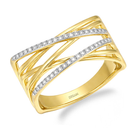 Pierścionek Line z diamentami 0,13 ct, złoto 585